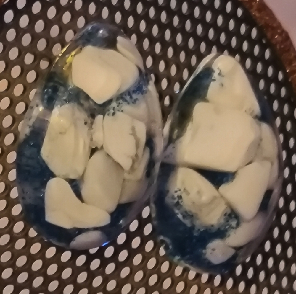 Blue and White Teardrop Earrings